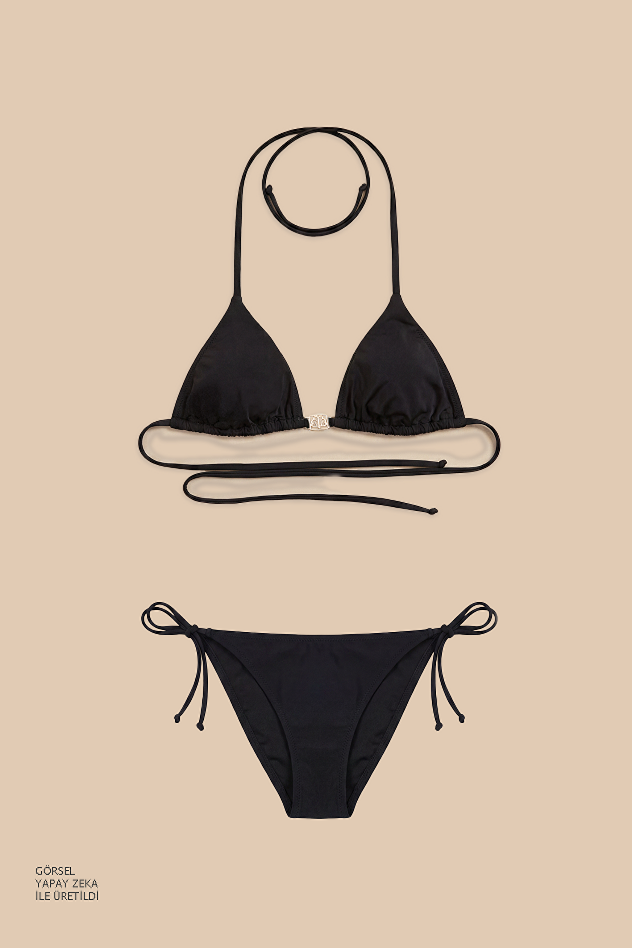 Üçgen Bikini Takımı - Siyah
