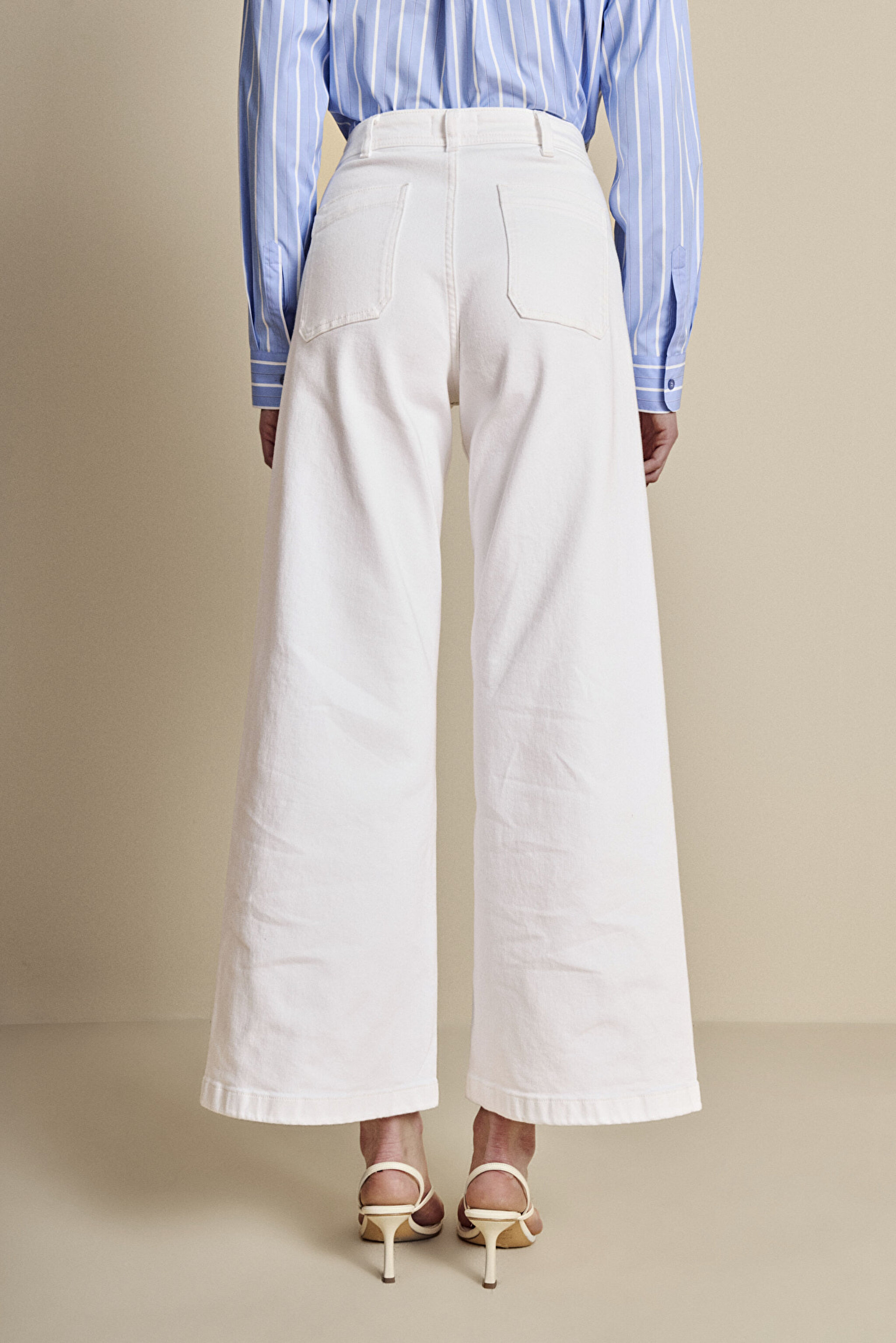 Yüksek Bel Wide Leg Sailor Denim - Kırık Beyaz (görsel 5)