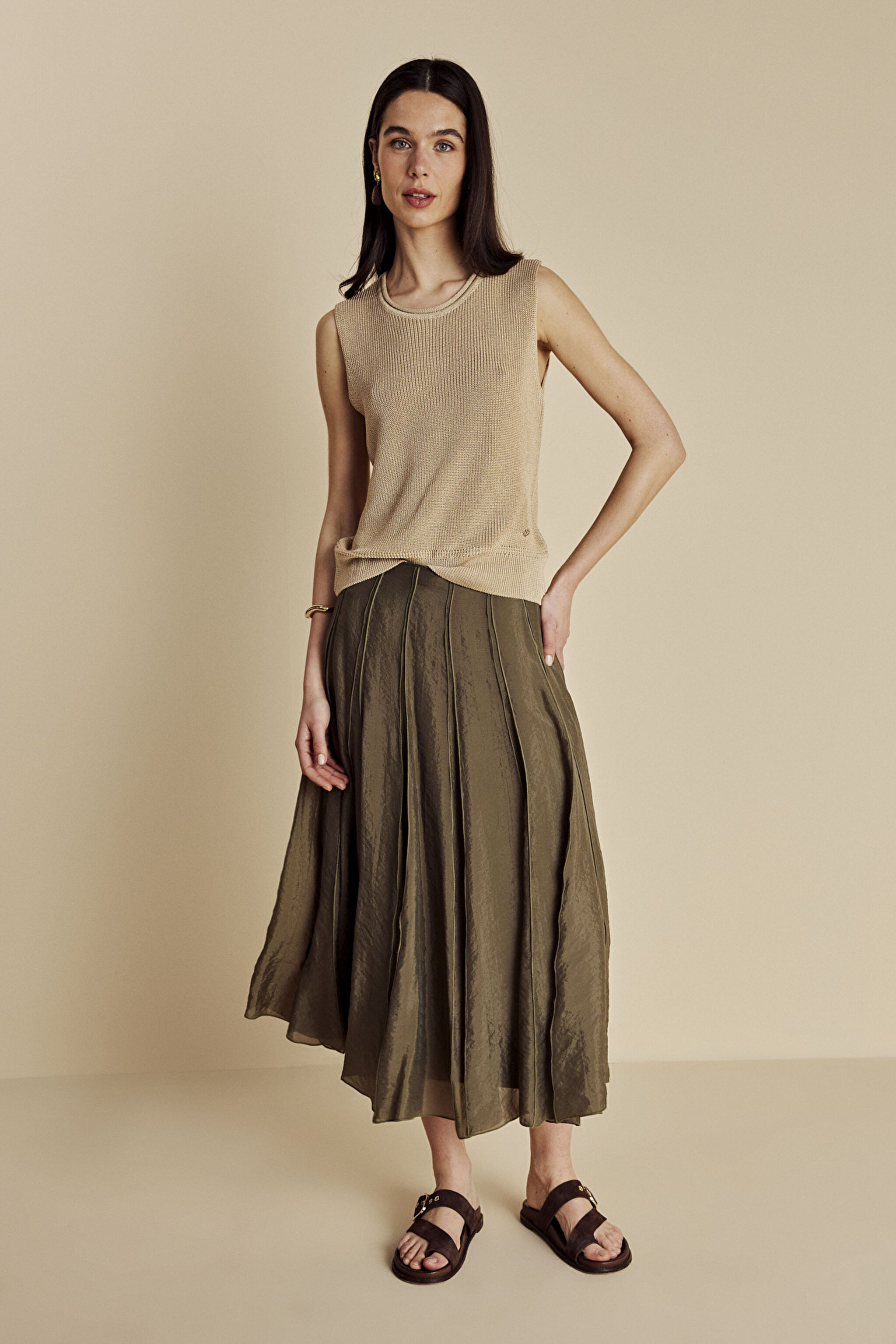 Sosis Yaka Rayon Triko Atlet - Bej (görsel 3)
