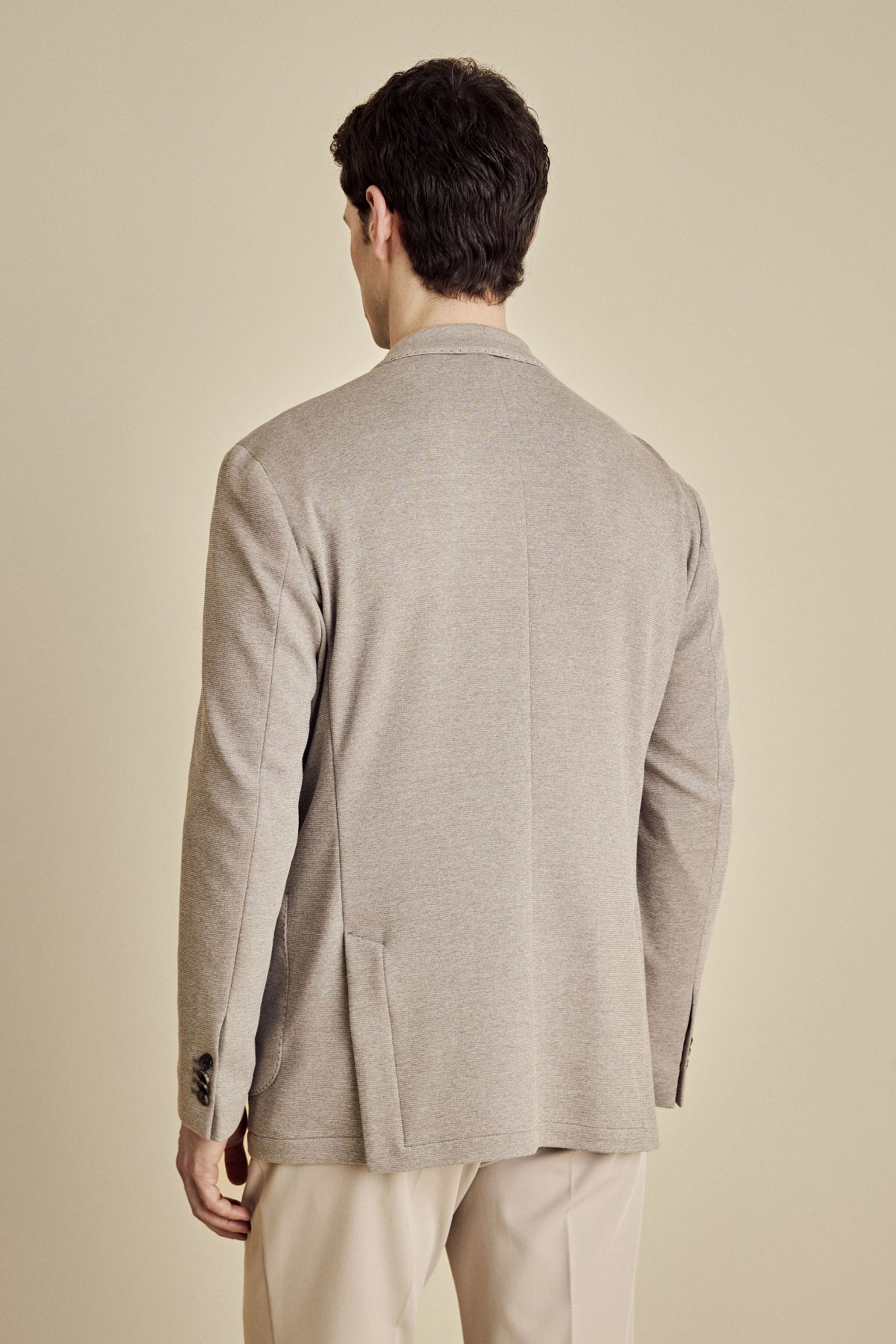 Mono Yaka Torba Cep Regular Fit Örme Ceket - Vizon (görsel 5)