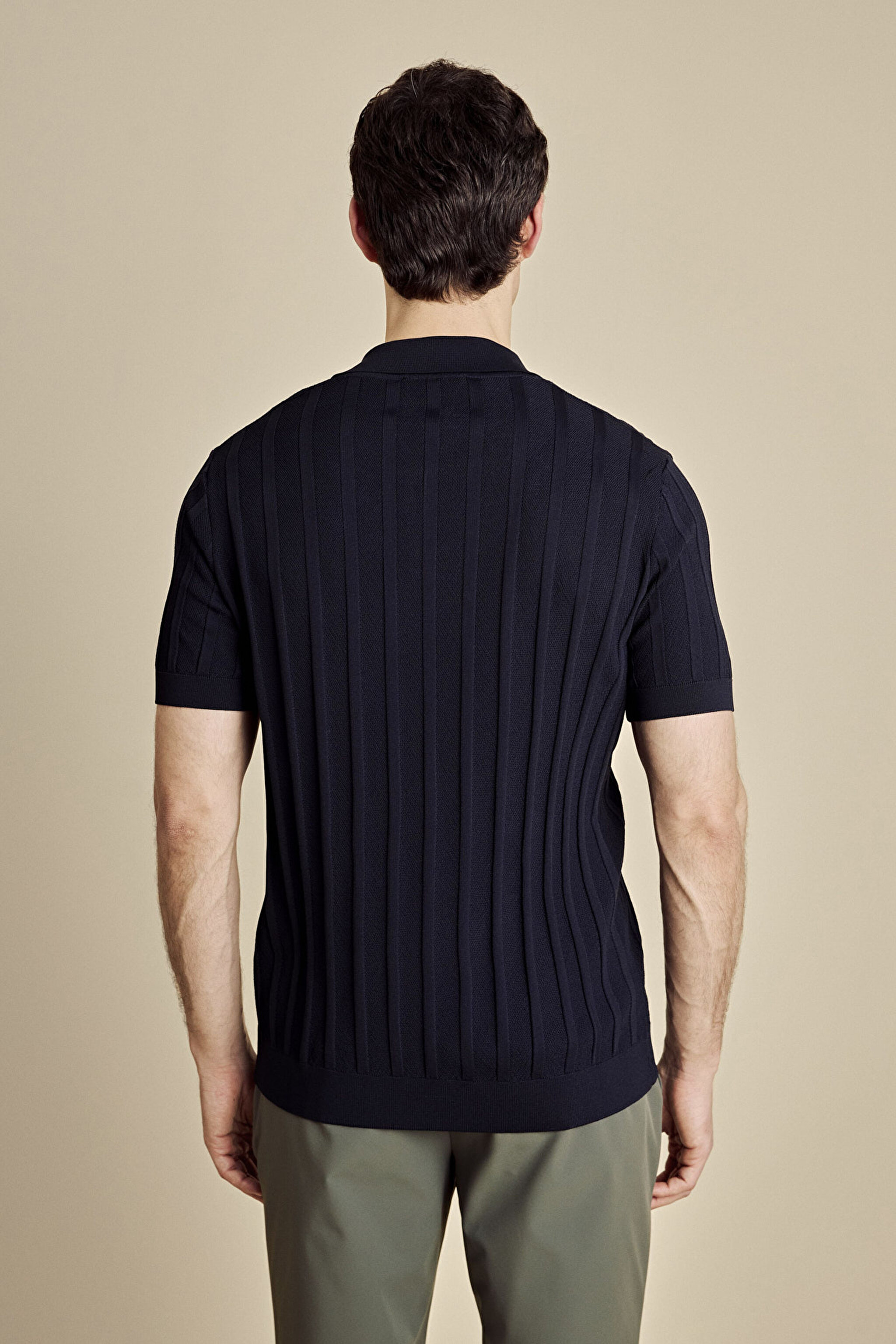 Düğmesiz Polo Yaka Rayon Kazak - Lacivert (görsel 5)