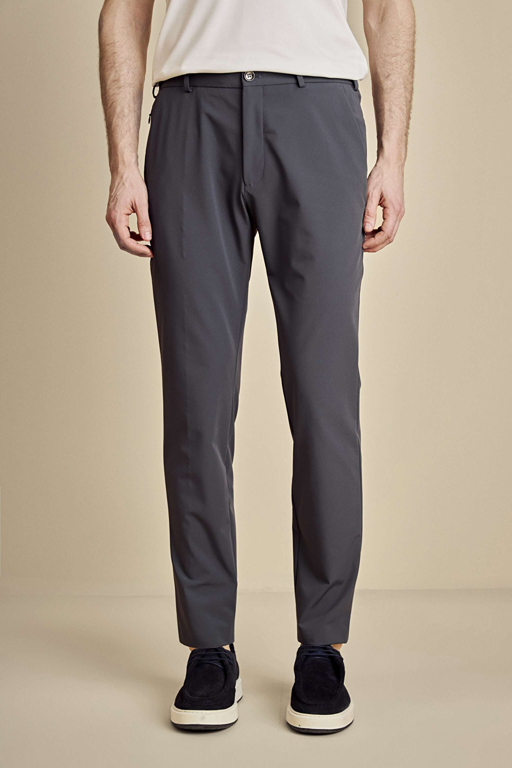 İçten Bağcıklı Slim Fit Jogger Performans Pantolon - Antrasit (görsel 3)