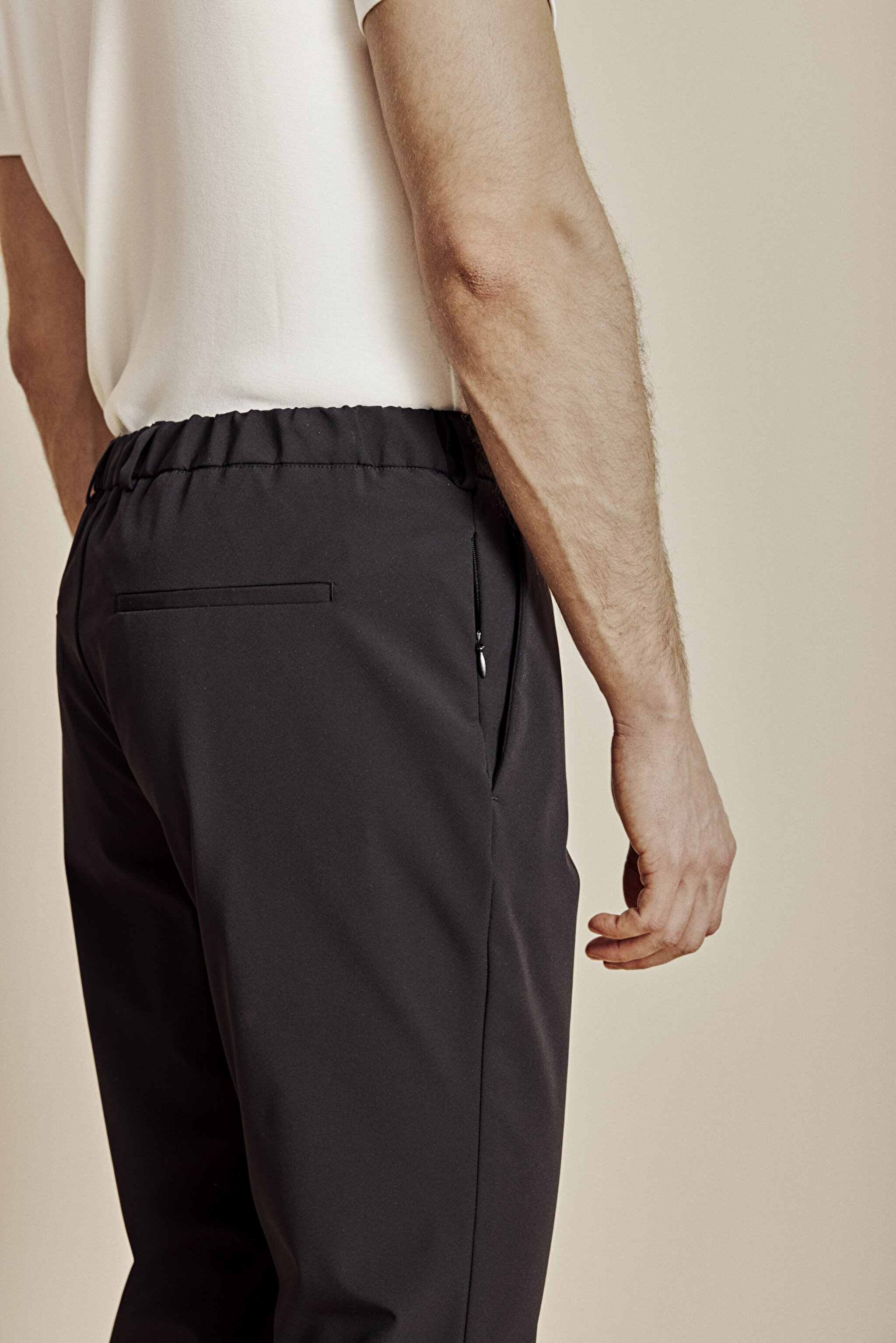 İçten Bağcıklı Slim Fit Jogger Performans Pantolon - Siyah (görsel 6)