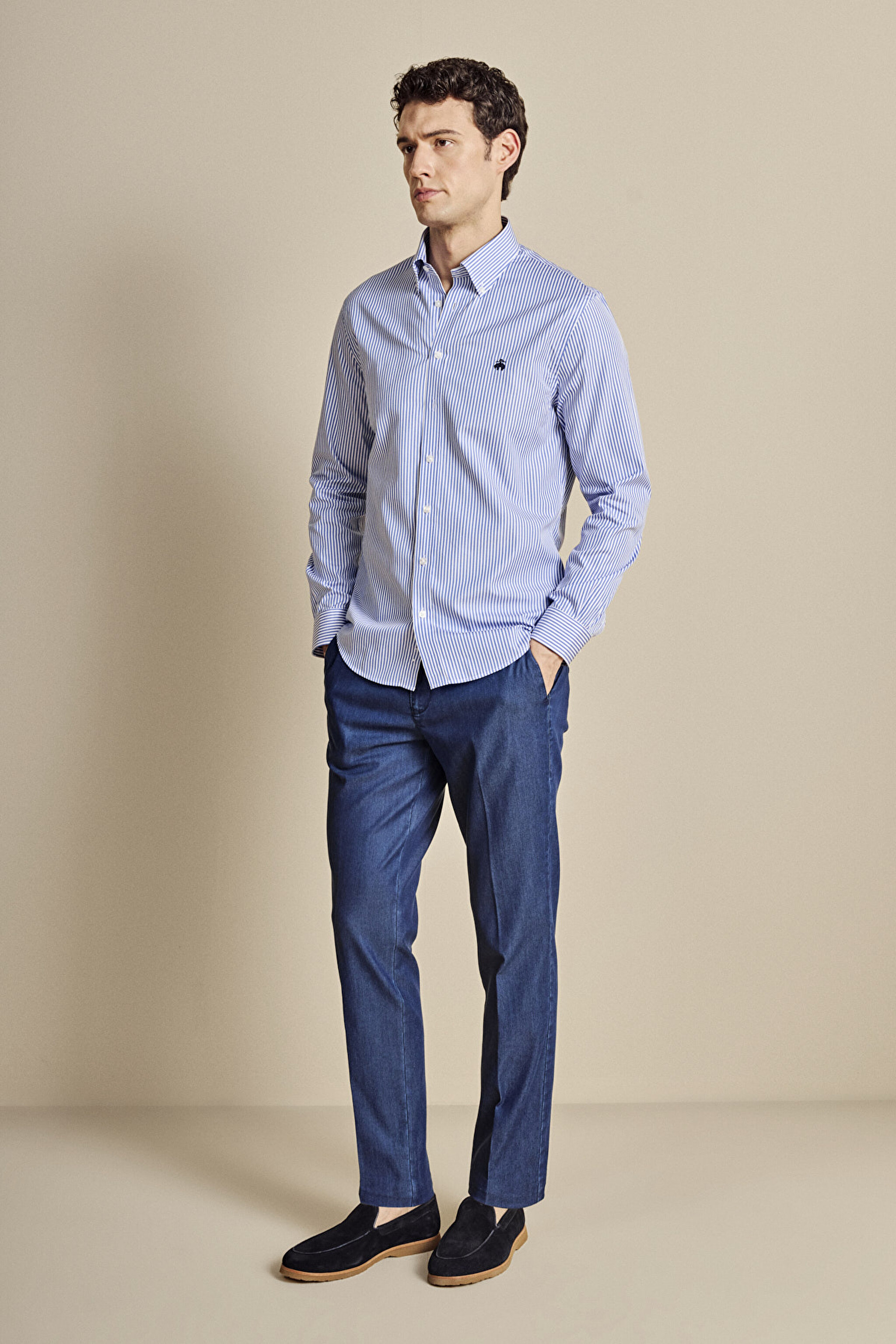 Yan Cepli Denim Görünümlü Pantolon - Lacivert (görsel 2)