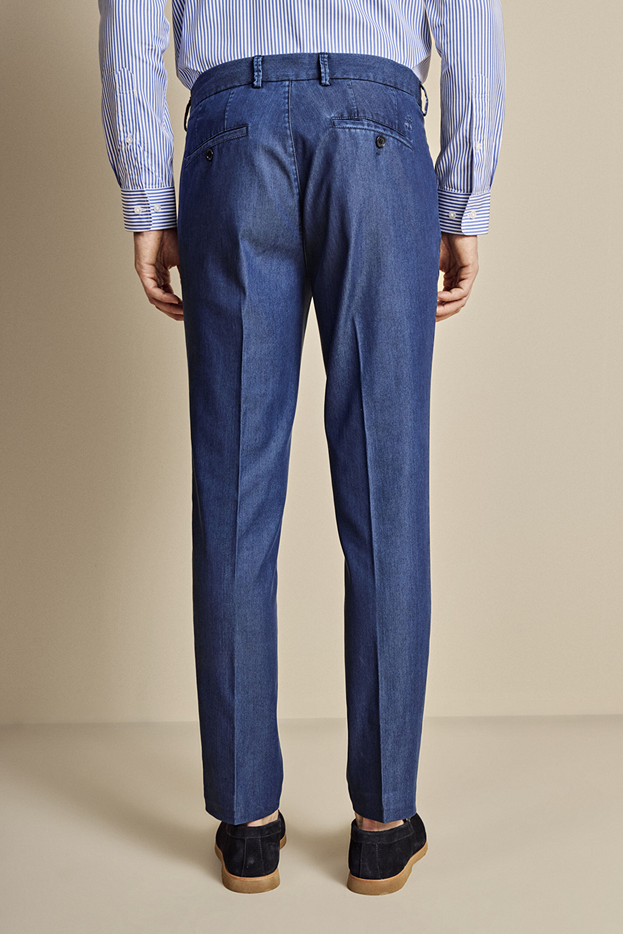 Yan Cepli Denim Görünümlü Pantolon - Lacivert (görsel 5)