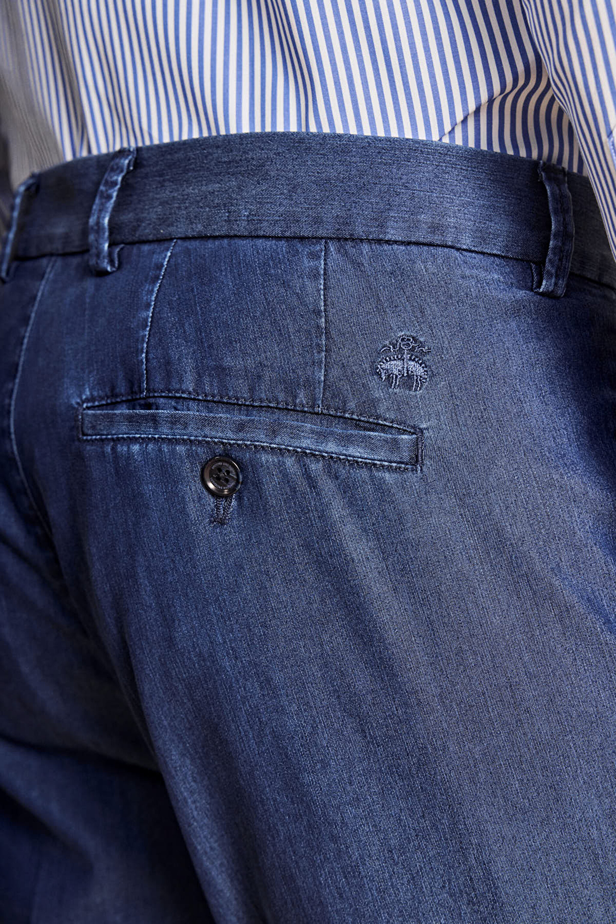 Yan Cepli Denim Görünümlü Pantolon - Lacivert (görsel 6)