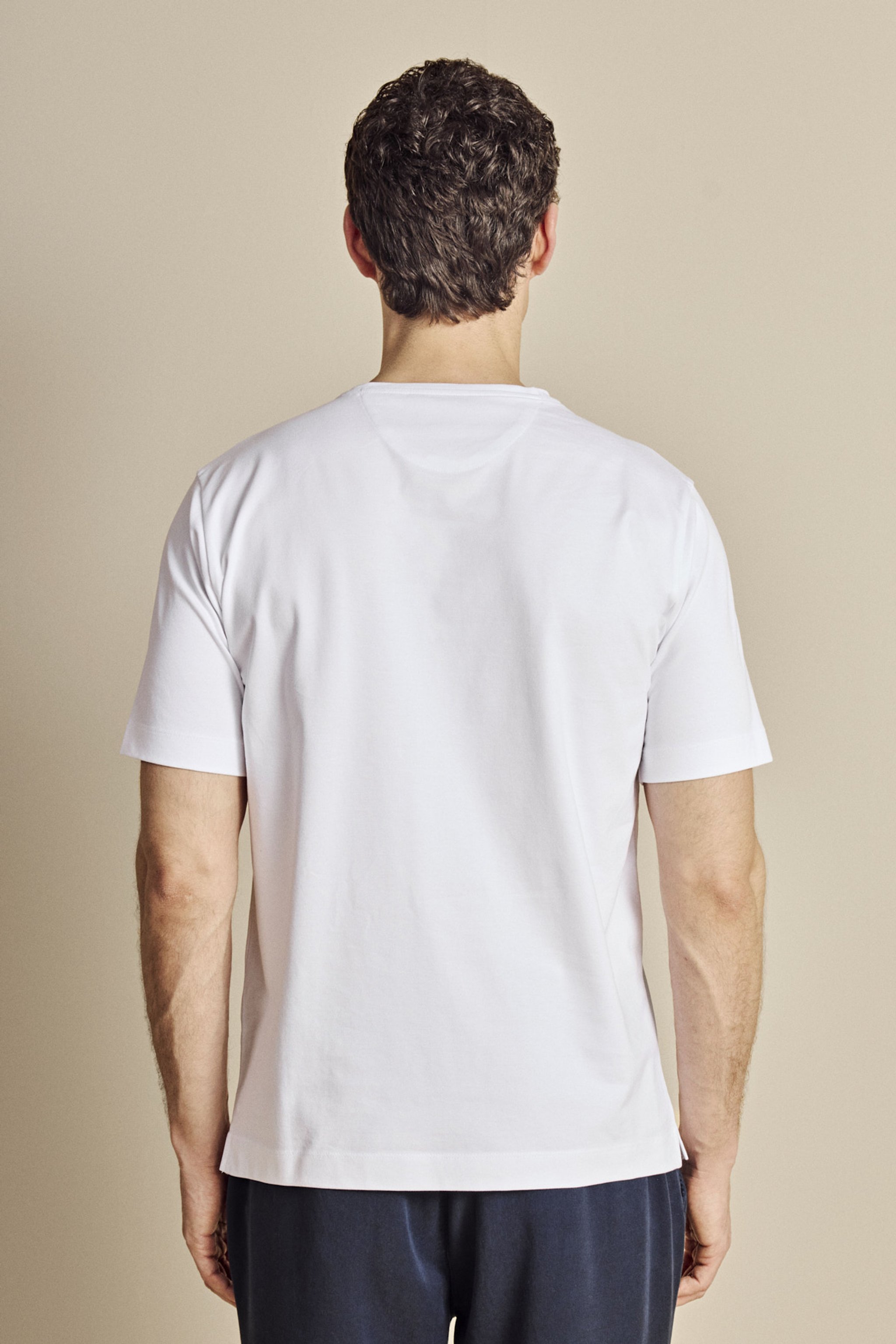 Pamuk Karışımlı Bisiklet Yaka Likra Pike Tshirt - Beyaz (görsel 5)