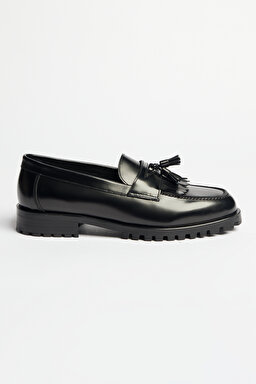 %100 Deri Loafer Ayakkabı - Siyah