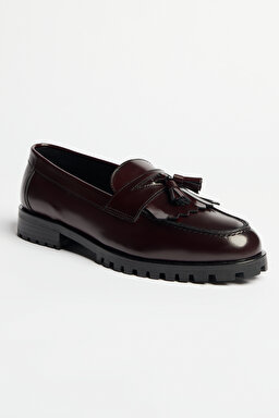 %100 Deri Loafer Ayakkabı - Bordo (görsel 2)