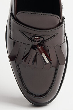 %100 Deri Loafer Ayakkabı - Bordo (görsel 3)
