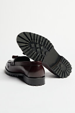 %100 Deri Loafer Ayakkabı - Bordo (görsel 4)