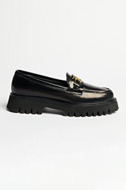 %100 Deri Loafer Ayakkabı - Siyah