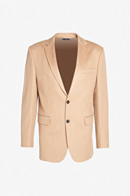 %100 Kaşmir Regular Fit Mono Yaka Ceket - Camel (görsel 7)