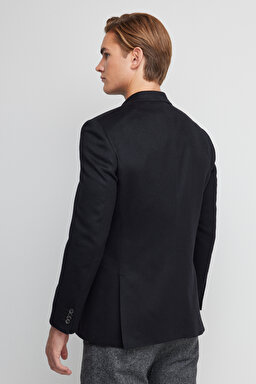 %100 Kaşmir Regular Fit Mono Yaka Ceket - Siyah (görsel 5)