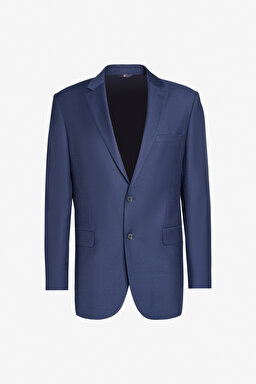 Yünlü Regular Fit Mono Yaka Ceket - Lacivert