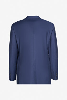 Yünlü Regular Fit Mono Yaka Ceket - Lacivert (görsel 2)