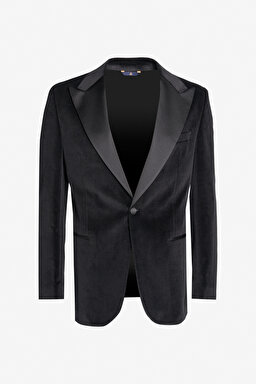 %100 Pamuk Slim Fit Sivri Yaka Ceket - Siyah (görsel 8)