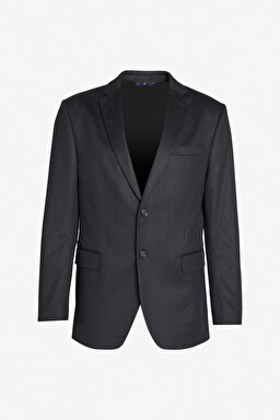 %100 Yün Slim Fit Mono Yaka Desenli Ceket - Mavi Ekoseli (görsel 7)