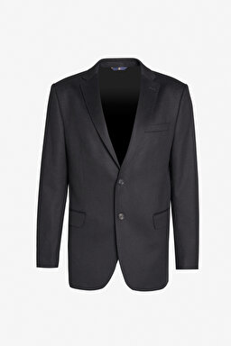 Yün Kaşmir Karışımlı Slim Fit Mono Yaka Ceket - Siyah (görsel 4)
