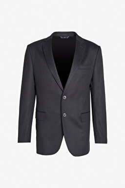 Yün Kaşmir Karışımlı Slim Fit Mono Yaka Ceket - Lacivert (görsel 11)