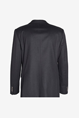 Yün Kaşmir Karışımlı Slim Fit Mono Yaka Ceket - Lacivert (görsel 12)