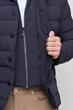 Dik Yaka Standart Fit Normal Kesim Mont - Lacivert (görsel 5)