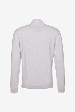 Yarım Balıkçı Yaka Standart Fit %100 Pamuk Triko Kazak - Açık Gri (görsel 2)