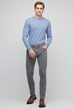 Standart Fit Normal Kesim Pamuklu Esnek Pantolon - Gri