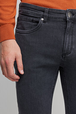 Standart Fit Normal Kesim Pamuklu Esnek Pantolon - Antrasit (görsel 4)