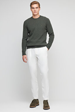 Standart Fit Normal Kesim %100 Pamuk Cepli Jogger Pantolon - Ekru (görsel 2)