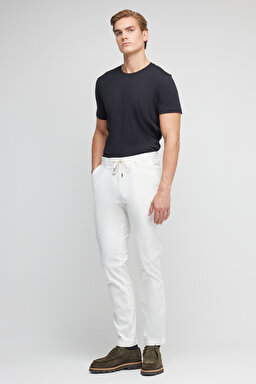 Standart Fit Normal Kesim %100 Pamuk Cepli Jogger Pantolon - Ekru (görsel 3)