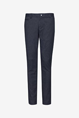 Pamuklu Slim Fit Armürlü Pantolon - Lacivert
