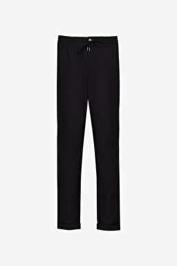 Slim Fit Desenli Jogger Pantolon - Siyah