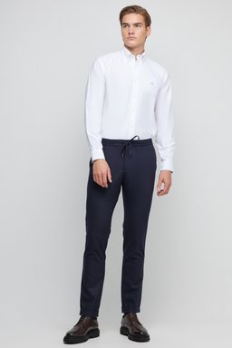 %100 Pamuk Slim Fit Düğmeli Yaka Gömlek - Beyaz (görsel 5)