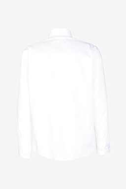 %100 Pamuk Slim Fit Ata Yaka Gömlek - Beyaz (görsel 6)