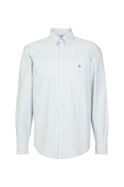 Pamuklu Regular Fit Non-Iron Gömlek - Yeşil Çizgili