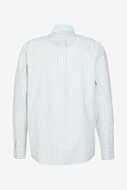 Pamuklu Regular Fit Non-Iron Gömlek - Yeşil Çizgili (görsel 2)