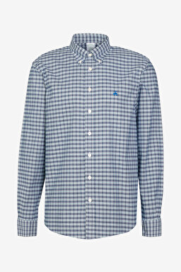 Pamuklu Slim Fit Non-Iron Gömlek - Lacivert Kareli