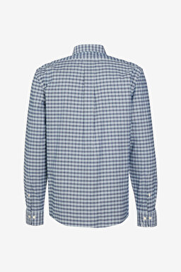 Pamuklu Slim Fit Non-Iron Gömlek - Lacivert Kareli (görsel 2)