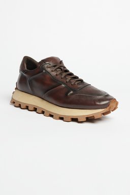 %100 Deri Spor Sneaker Ayakkabı - Kahverengi (görsel 2)