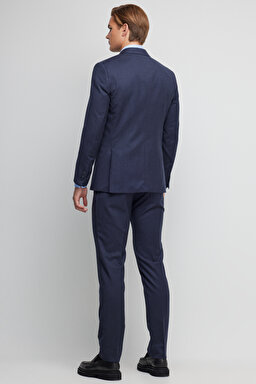 %100 Yün Slim Fit Mono Yaka Takım Elbise - Lacivert (görsel 4)