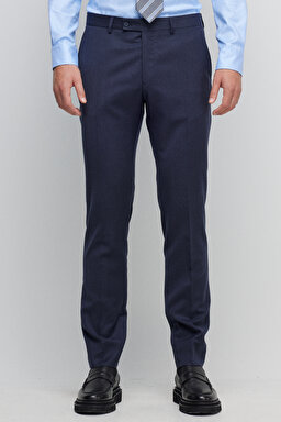 %100 Yün Slim Fit Mono Yaka Takım Elbise - Lacivert (görsel 5)