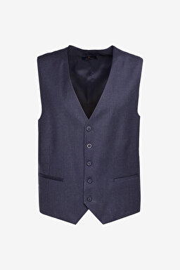 %100 Yün Slim Fit Mono Yaka Takım Elbise - Lacivert (görsel 8)