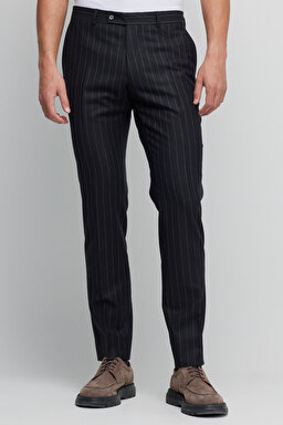 Yün Kaşmir Karışımlı Slim Fit Mono Yaka Takım Elbise - Siyah (görsel 4)