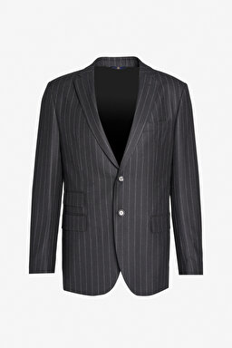 Yün Kaşmir Karışımlı Slim Fit Mono Yaka Takım Elbise - Siyah (görsel 5)