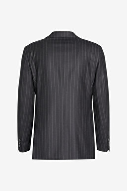 Yün Kaşmir Karışımlı Slim Fit Mono Yaka Takım Elbise - Siyah (görsel 7)