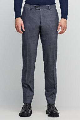 Yünlü Regular Fit Mono Yaka Takım Elbise - Gri (görsel 4)
