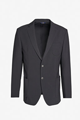 %100 Yün Regular Fit Mono Yaka Takım Elbise - Siyah