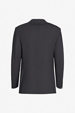 %100 Yün Regular Fit Mono Yaka Takım Elbise - Siyah (görsel 2)