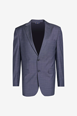 Yünlü Regular Fit Mono Yaka Takım Elbise - Lacivert
